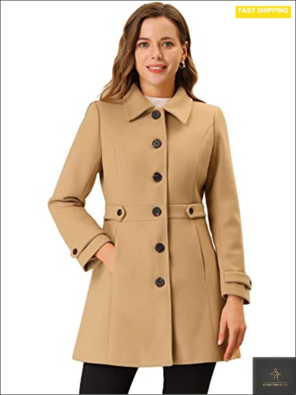 Women's Classic Winter Overcoat Single Breasted Full Lined Polyester Warm